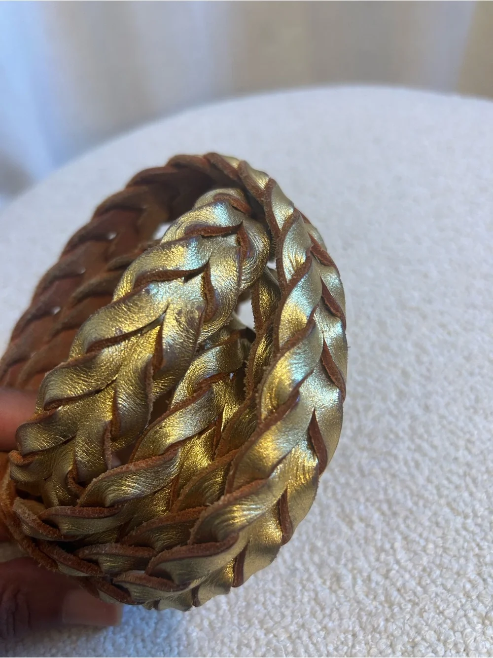 J.Crew Braided Gold Leather Belt - Metallic, M/L